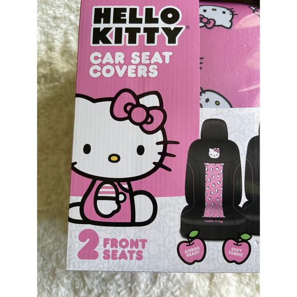 Hello Kitty Pink Black Car Front Seat Covers Set of 2 Cute Stylish Accessory NEW - Picture 4 of 10